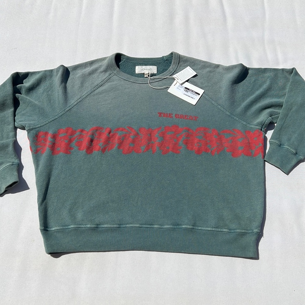 The Great College Sweatshirt Green/Floral size 2
